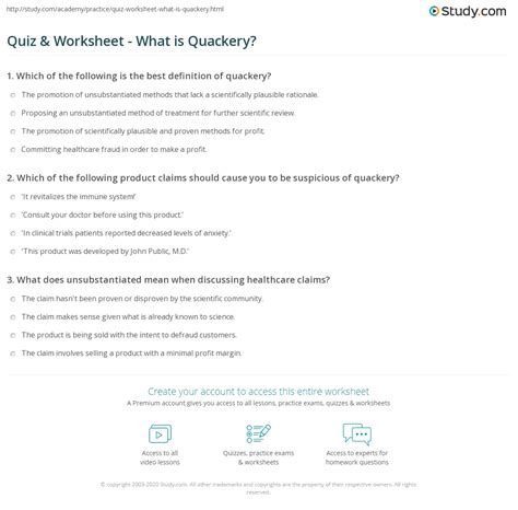Quiz And Worksheet What Is Quackery