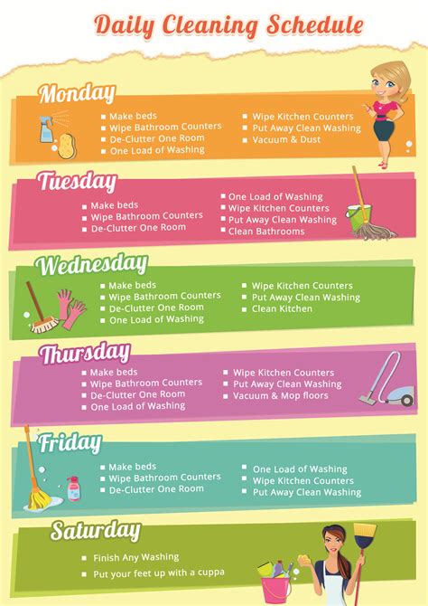Daily Cleaning Schedule | Daily cleaning schedule, Cleaning schedule, Clean house schedule