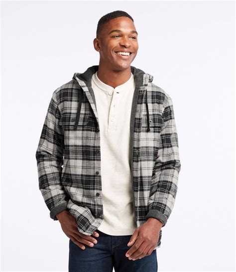 Fleece Lined Flannel Shirt Traditional Fit Hooded Lined Flannel