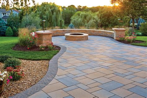 Picturesque Patio Paver Patio Fire Pit And Curved Seat