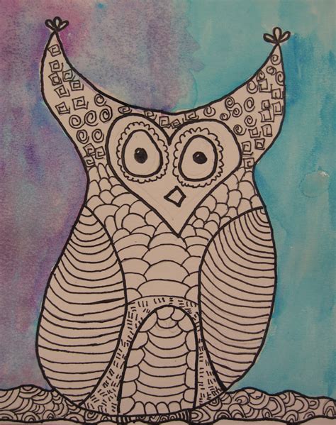 Angela Anderson Art Blog Owl Zentange Pen And Ink Watercolor