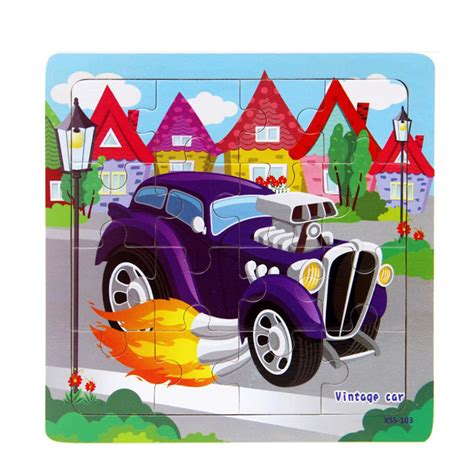 Vintage Car Wooden Jigsaw Puzzle Game Baby T Wood Educational Kids