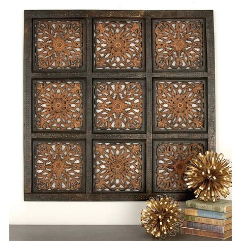 36 In 36 In Traditional Decorative Wood Wall Panel In Stained Brown
