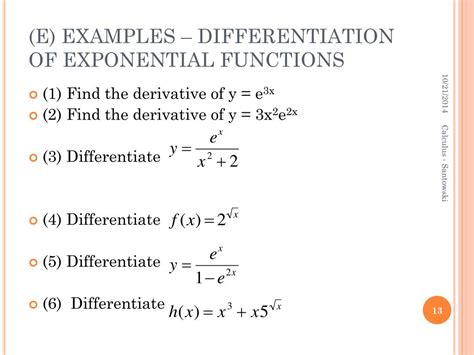 Ppt B16 Derivatives Of Exponential Functions Powerpoint