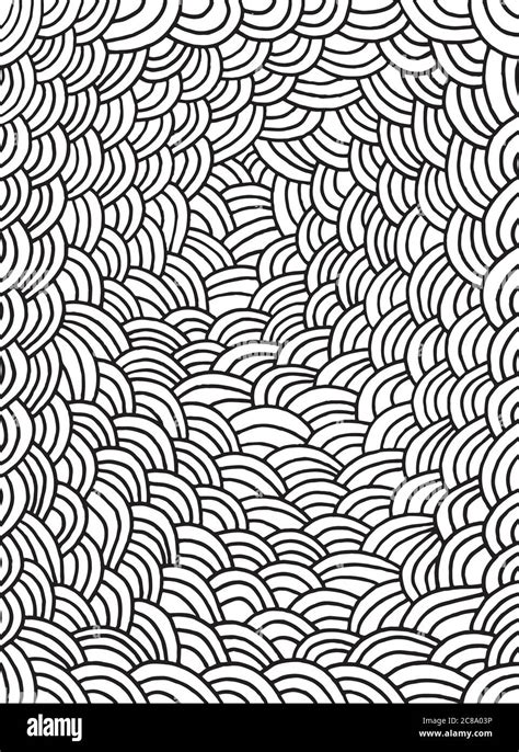 Coloring Page With Waves Pattern Vector Hand Drawn Background For