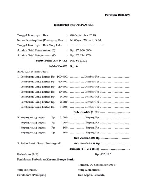 Formulir Bos K7b Dan K7c Pdf