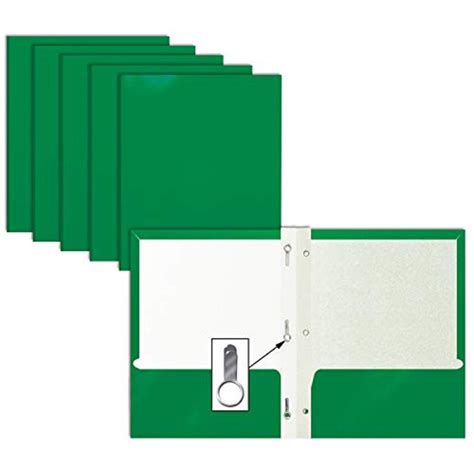 2 Pocket Glossy Green Paper Folders With Prongs 25 Pack By Better