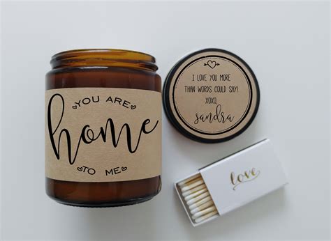Recreate this diy gift for long distance boyfriend: Valentine Gift for Him To Me You Are Home Soy Candle Gift ...