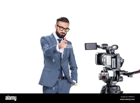 News Reporter In Front Of Tv Camera Hi Res Stock Photography And Images