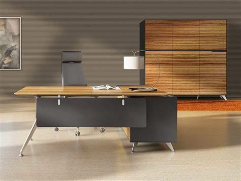 Modern Executive Desk In Wood Veneer Walnut And Grey Direct Office