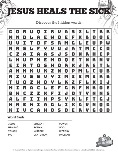 Jesus Heals The Sick Bible Word Search Puzzles Clover Media
