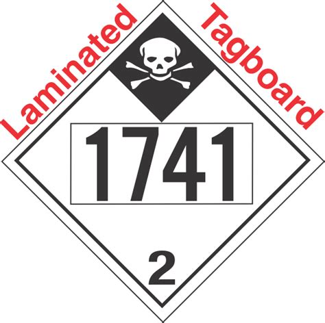 Inhalation Hazard Class 2 3 UN1741 Tagboard DOT Placard