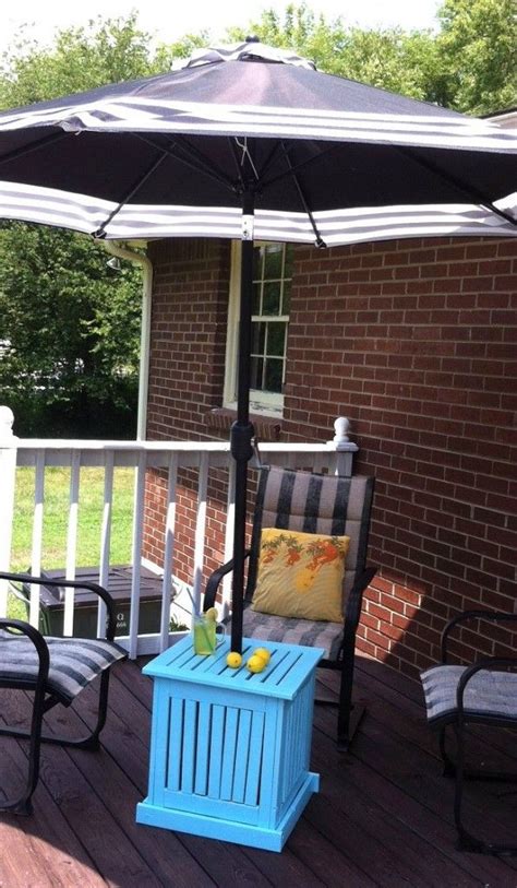 Love spending time outdoors on the porch and patio, enjoying the nice weather? DIY Patio Umbrella Stand/Side Table! | +We Create ...