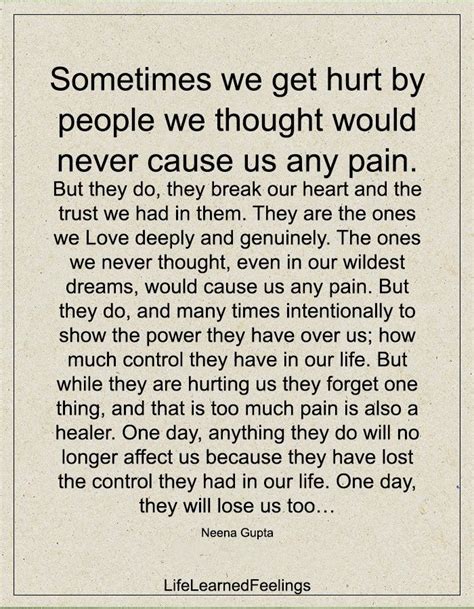 Sometimes We Get Hurt By People We Thought Would Never Cause Us Pain