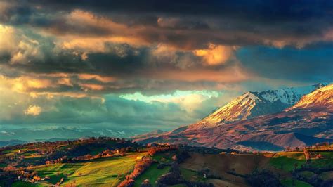 Wallpaper Sunlight Landscape Mountains Sunset Hill Nature Sky