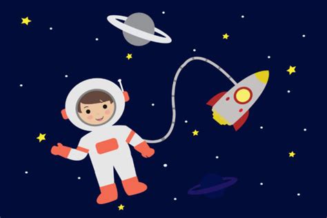 Astronaut In Space Cartoon Vector Graphic By Lizstudio · Creative Fabrica