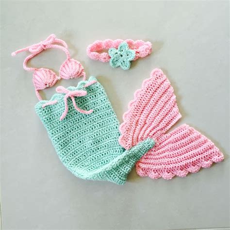 Crochet Newborn Mermaid Costume Halloween Costume Crochet Crochet