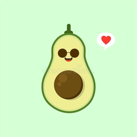 Avocado Cute Kawaii Vector Character Stock Vector Illustration Of