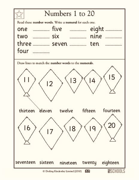 Numbers 1 To 20 Worksheet For Pre K 1st Grade Lesson Planet