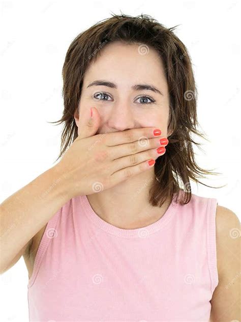 Girl Laughing With Her Hand Over Her Mouth Stock Image Image Of Happy