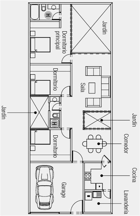 Planos de casa por arquitecto. PLANO DE CASA DE UNA SOLA PLANTA 160 M2 DE TERRENO ...