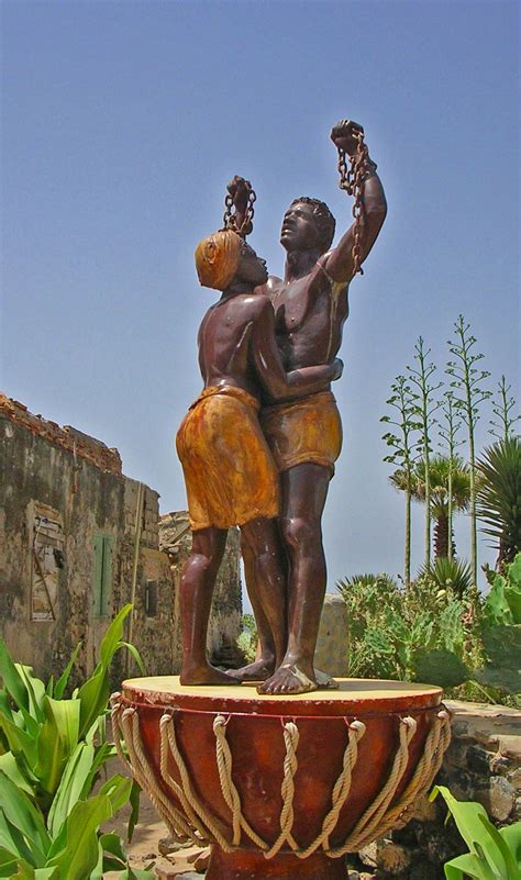 Statue Of Freed Slaves On Goree Island Ile Gorée In West Africa An