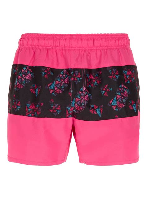 Pink Panel Swim Shorts Mens Streetwear Fashion