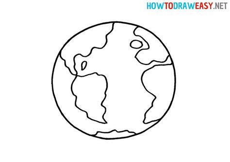 How To Draw An Easy Earth Earth Drawings Earth For Kids Drawings