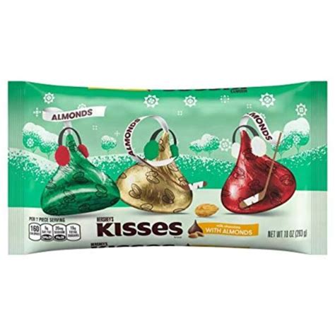 Holiday Hersheys Kisses Milk Chocolate With Almonds 8 Ounce Bag For