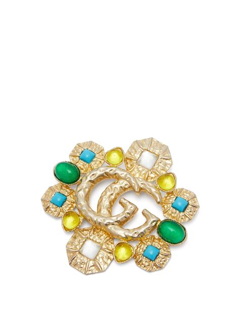 Gucci Gg Marmont Embellished Brooch In Metallic Lyst