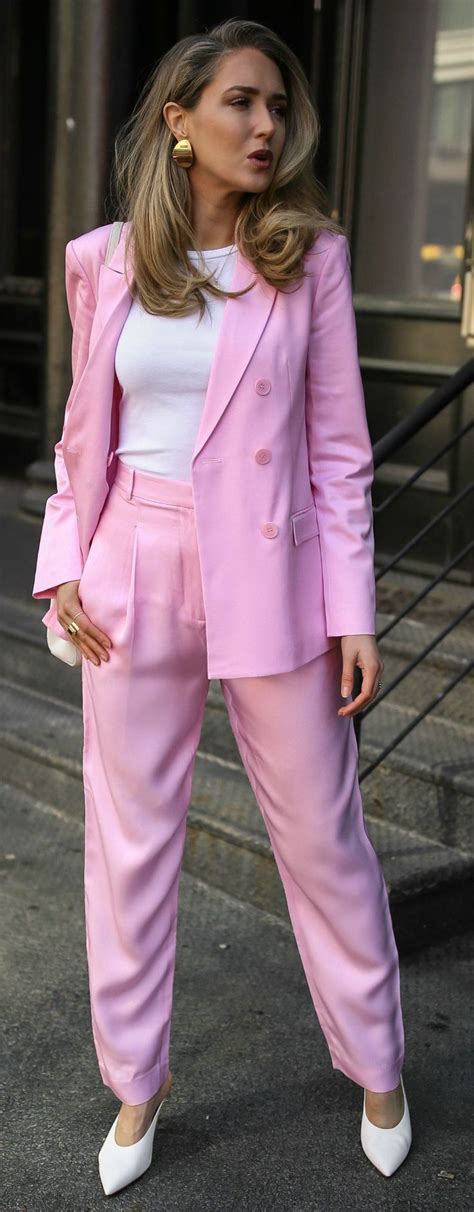 Pastel Pink Suit Pastel Pink Double Breasted Blazer Suit With