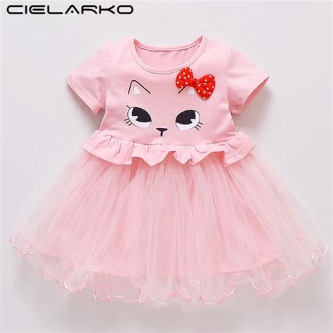 Cielarko Toddler Girls Dress Baby Cat Clothes Dresses Tulle Bow Design