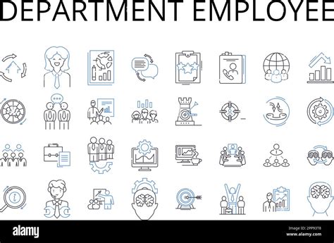 Department Employee Line Icons Collection Team Member Staff Worker