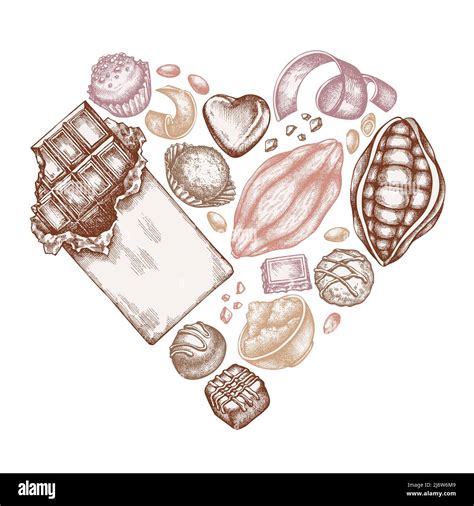 Heart Design With Pastel Cocoa Beans Cocoa Chocolate Chocolate