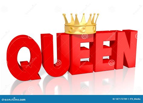 Queen Concept Red Word Golden Crown Stock Illustration