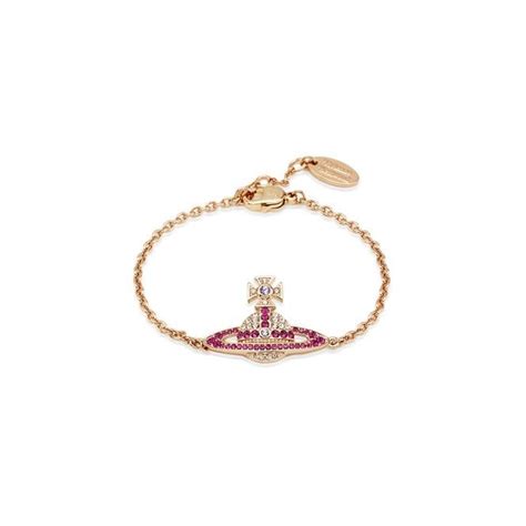 Vivienne Westwood Kika Bas Relief Bracelet Pink Gold With Fuchsia