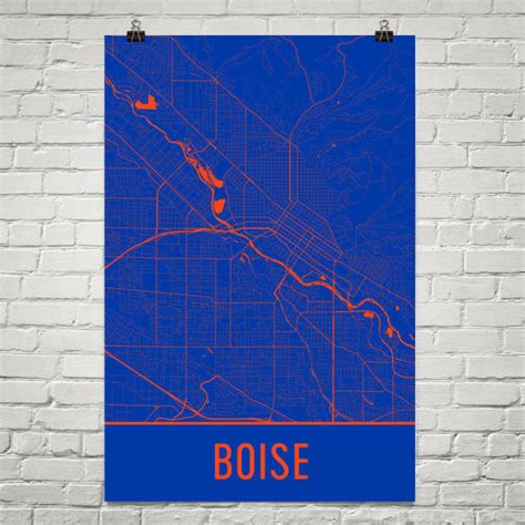 Boise Idaho Street Map Poster Wall Print By Modern Map Art