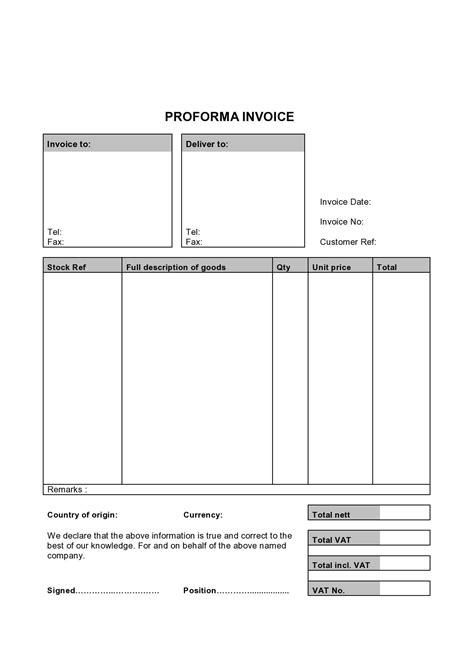 Free Proforma Invoice Template Word