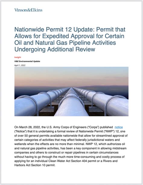 Nationwide Permit 12 Update Permit That Allows For Expedited Approval