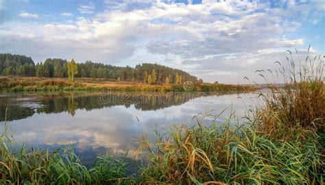 Autumn Landscape On The River Ural The Irtysh Russia Stock Photo