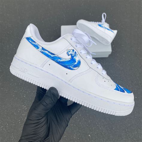 Custom Hand Painted Wave Nike Air Force 1s – B Street Shoes