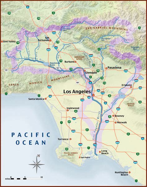 Los Angeles River And Its 834 Square Mile Watershed Map Gallery River