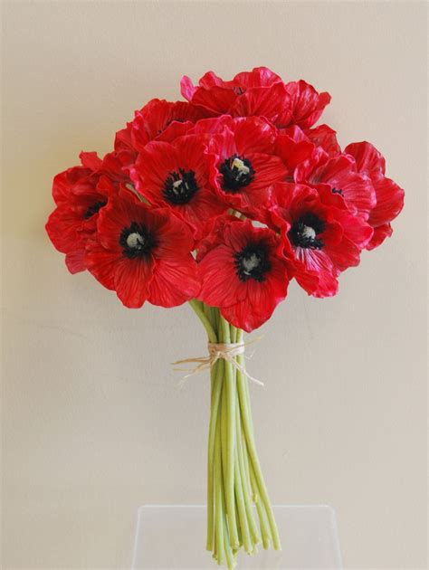 Wb221re Real Touch Poppy Bouquet Red Poppy Flower Bouquet