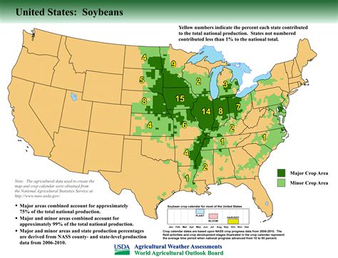 Map United States Top Soybean Producing Areas And Growing Season