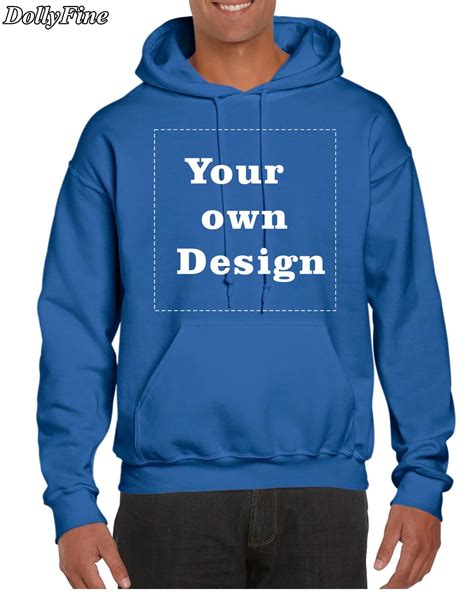 Customized Mens Hoodies Print Your Own Design High Quality Blue Hoodie
