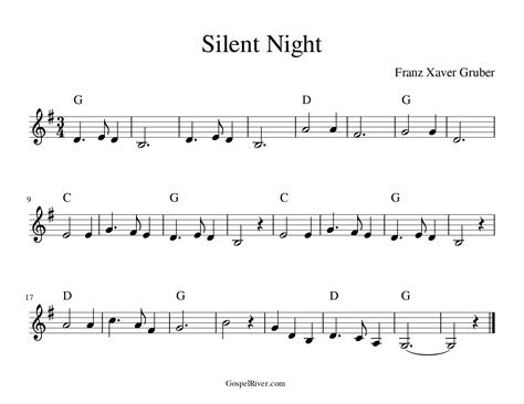 Download and print 'silent night' by composer franz gruber. GospelRiver.com :: Silent Night Sheet Music: Play Piano ...