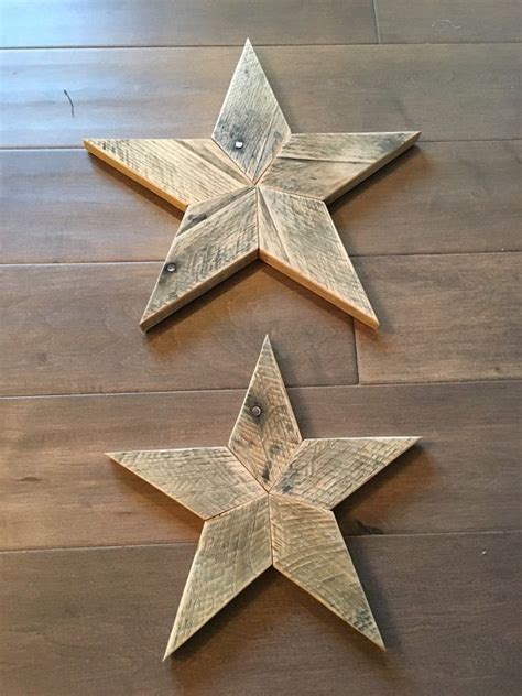 Set Of 2 Reclaimed Wood Star Wooden Star Star Wall Art Star Wall Art