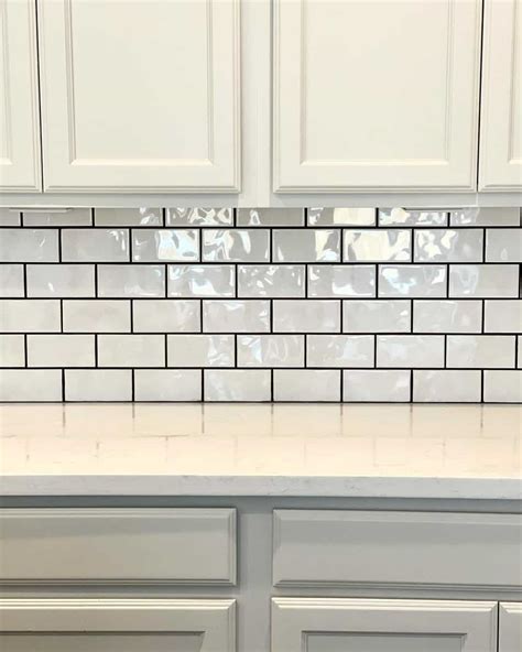 White Subway Tile Backsplash Dark Grout