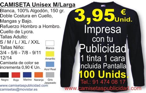 Camisetas Publicitarias And Regalos Publicitarios Camiseta Mlarga 100