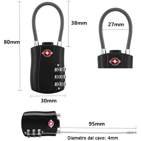 Lucchetto Da Viaggio Tsa A Combinazione Per Valigia 2 Pezzi